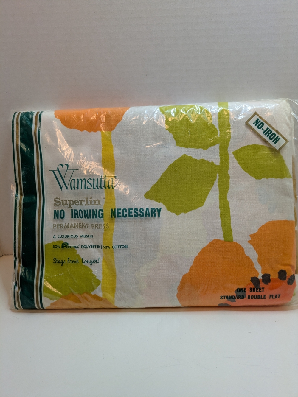 Wamsutta Vintage Floral Flat Sheet in Orange 70s Full